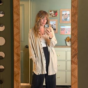 Free People FB Beach beige linen blend button up M